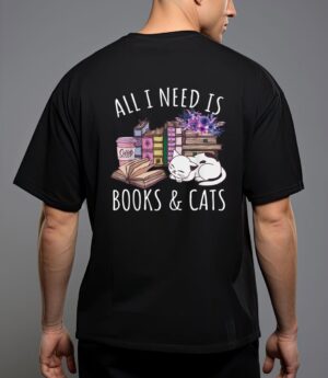 Women all i need is books and cats cat lover kitten reading t-shirt T-Shirt